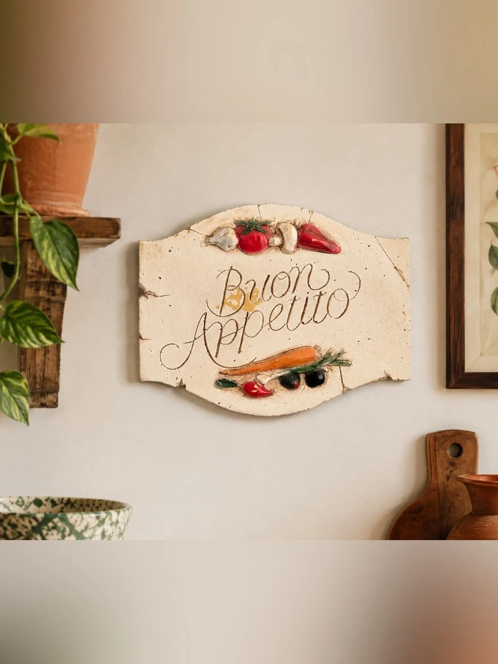 90s Kitchen Wall Decor Signs Plaques Dining Room Vegetables Italy Mediterranean